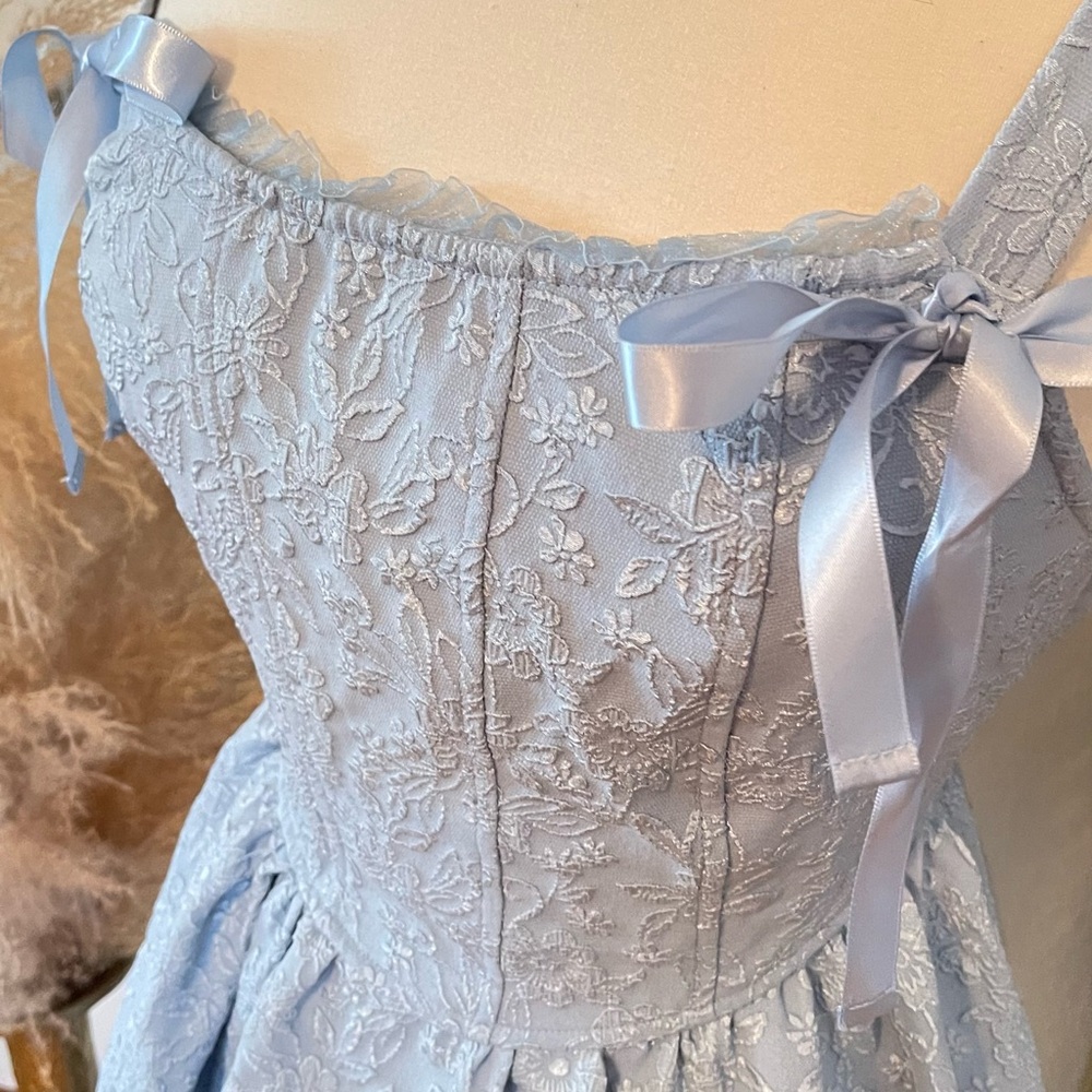 Trixxi Light Blue Lace Kids Dress with Bows